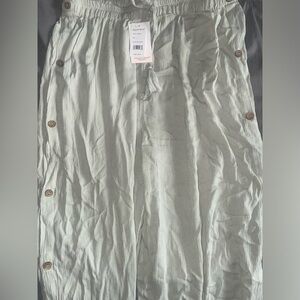 Flowy style green linen pants size L